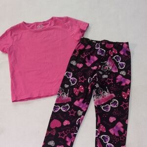 Diva Pink Tee & Black Heart Tiara Sunglasses Buttery Leggings 3T Princess